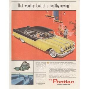 1955 Pontiac Catalina Vintage Print Ad Strato Streak V8 Luxury Spacious GM Co.